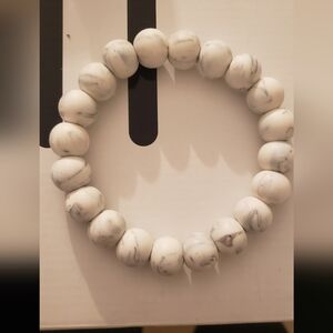 White Rubber Marble Beaded Bracelet
